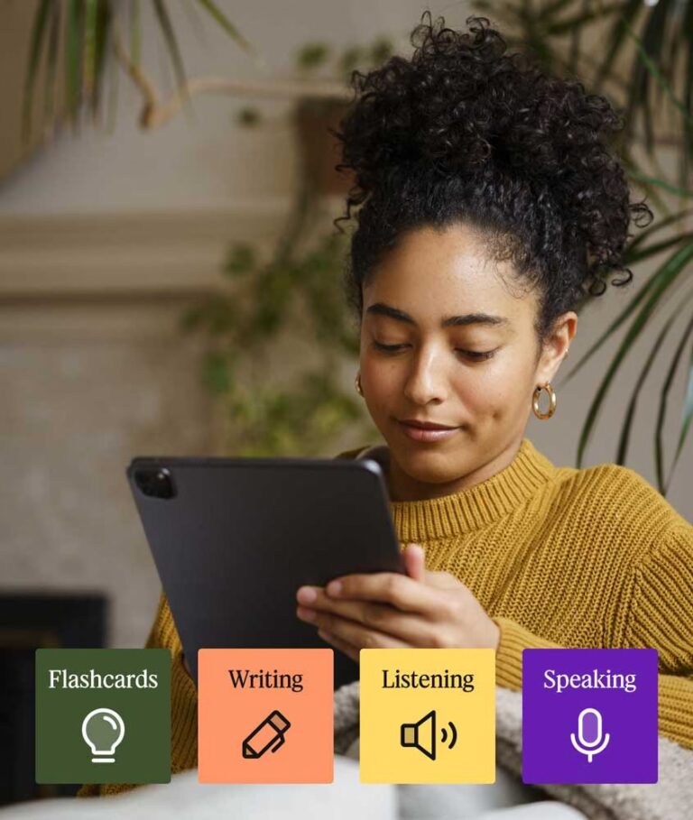 A learner studying Ukwuani on a tablet at home